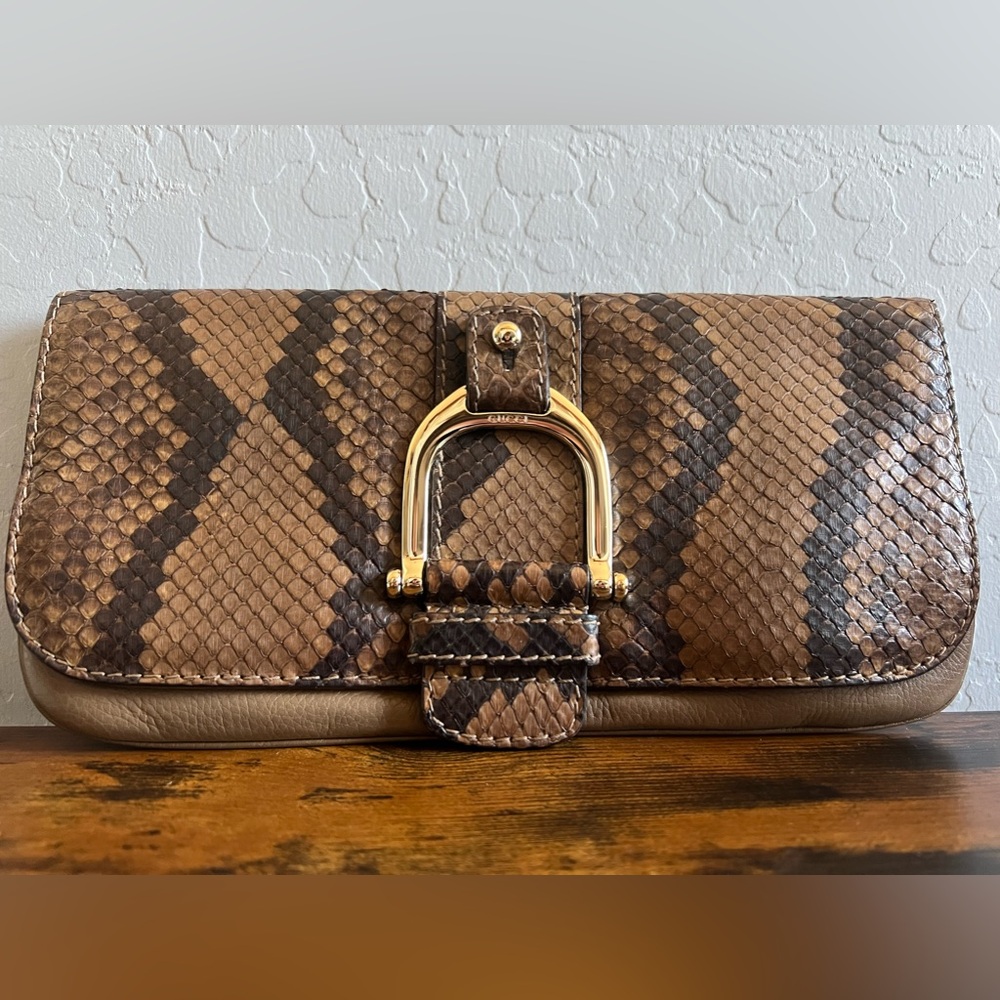 GUCCI Python Greenwich Clutch